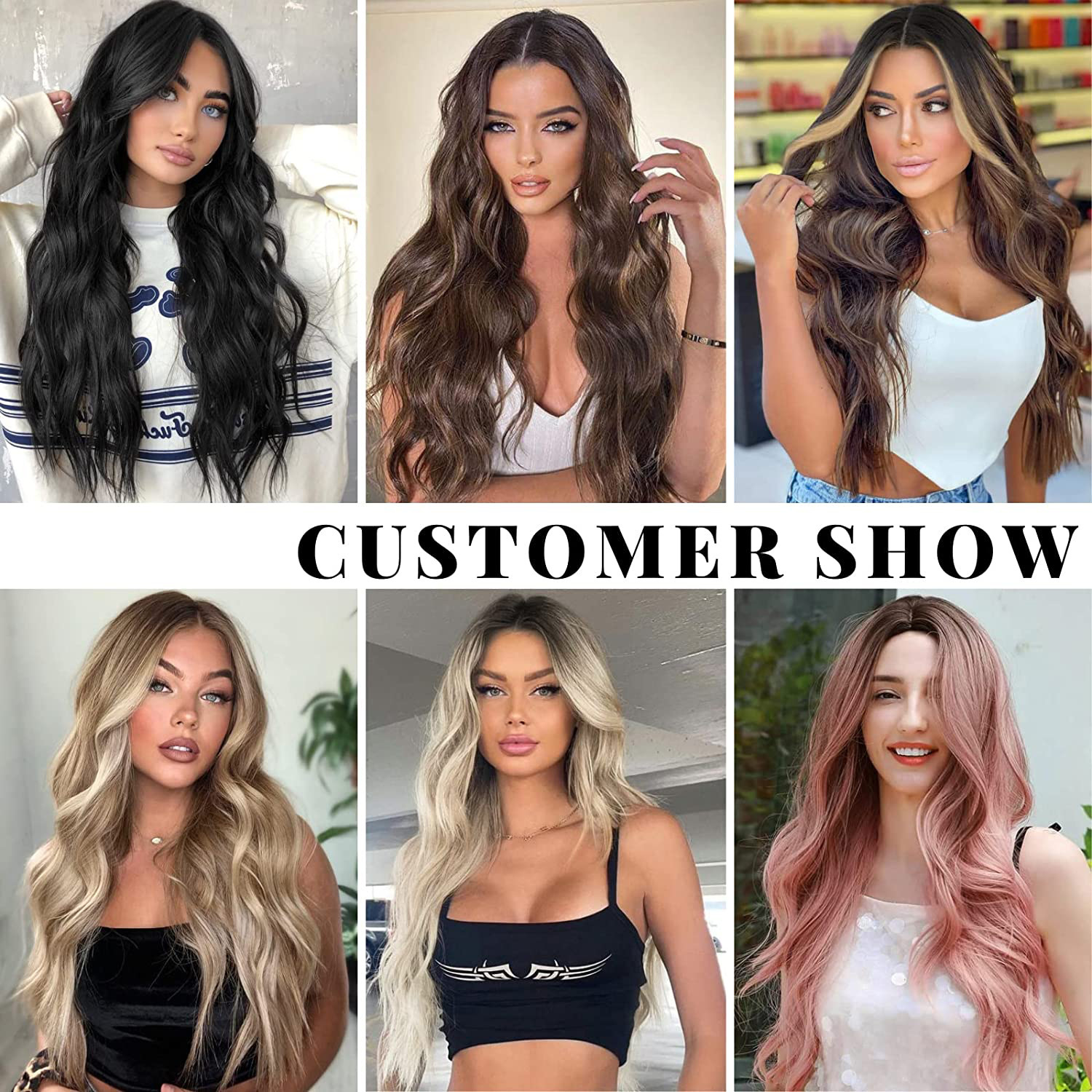 small Ladies lace wig brown medium split big wavy long curly hair headband Lacewig