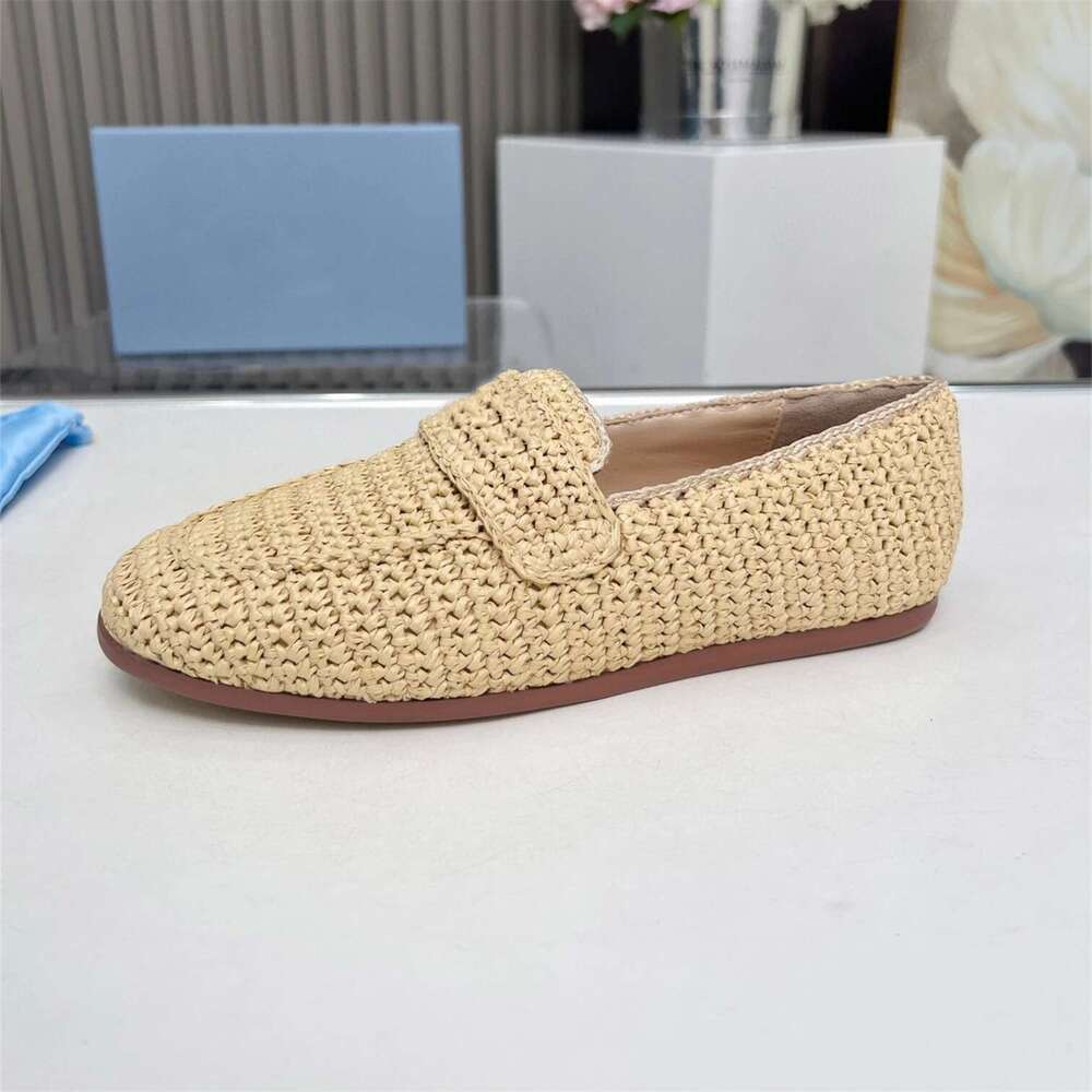 New Women Size35-42 Weaving Loafers Leisure Flats Round Toes Slip On Solid Colors Roman Designer Shoes Zapatillas De Mujer