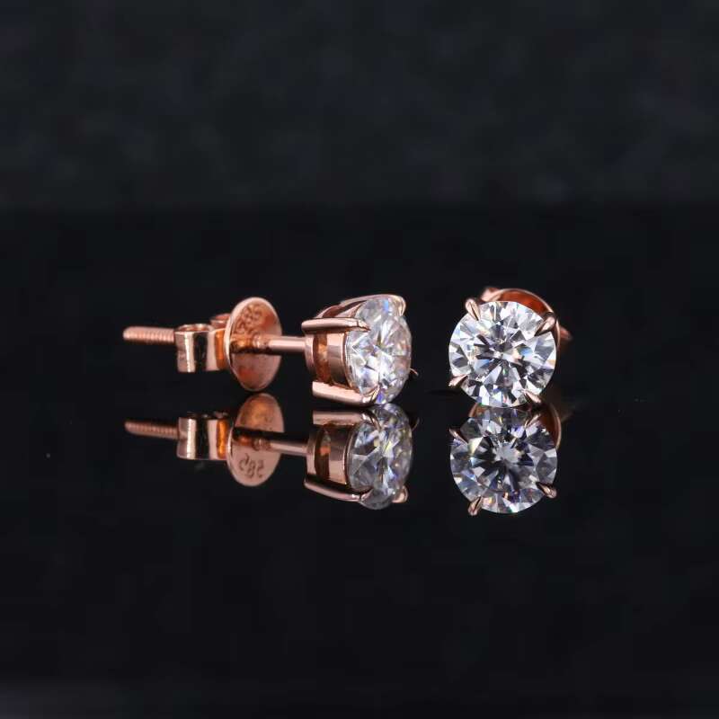 Starsgem Hot Sale Style 10k 14k 18k Solid Gold 1ct 2ct 3ct Moissanite Diamond Gold Stud Earrings Women Fine Jewelry Earrings