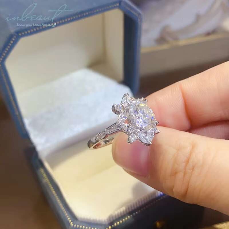 New Popular Silver 925 Original 2 Ct Brilliant Cut Diamond Test Past D Color FL Moissanite Ring for Women Gift Fine Jewelry
