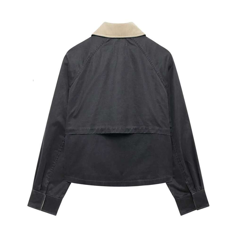 BM&MD&ZA women's autumn winter new contrast color long-sleeved lapel jacket coat warm and thick