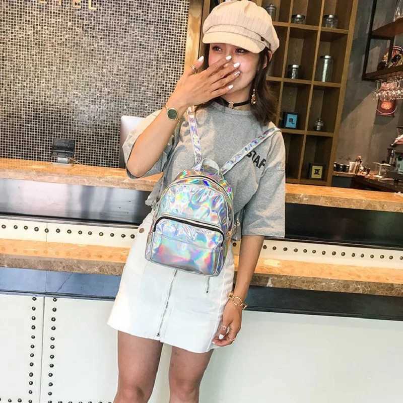 Laser Backpack Women Cute Personalized School Bag Fashion Schoolbag New-Style Backpack Small Fresh Outdoor Portable Storage Bag Z250512