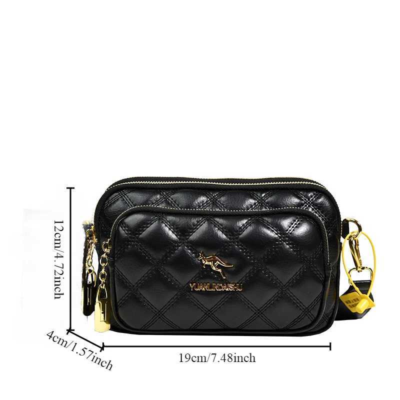 Argyle Pattern Simple Shoulder Bag Multiple Pockets Crossbody Bags Zipper Closure Women Leather Bag Designer Bag PursesW250512