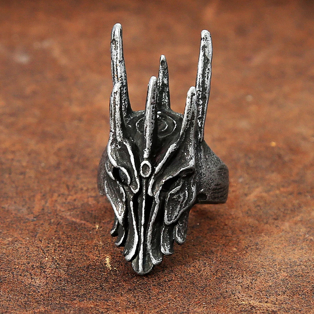 Vintage Black Helm of Sauron Ring For Men Women 316L Stainless Steel Punk Gothic Dragon Rings Fashion Jewelry Gifts Drop 250509