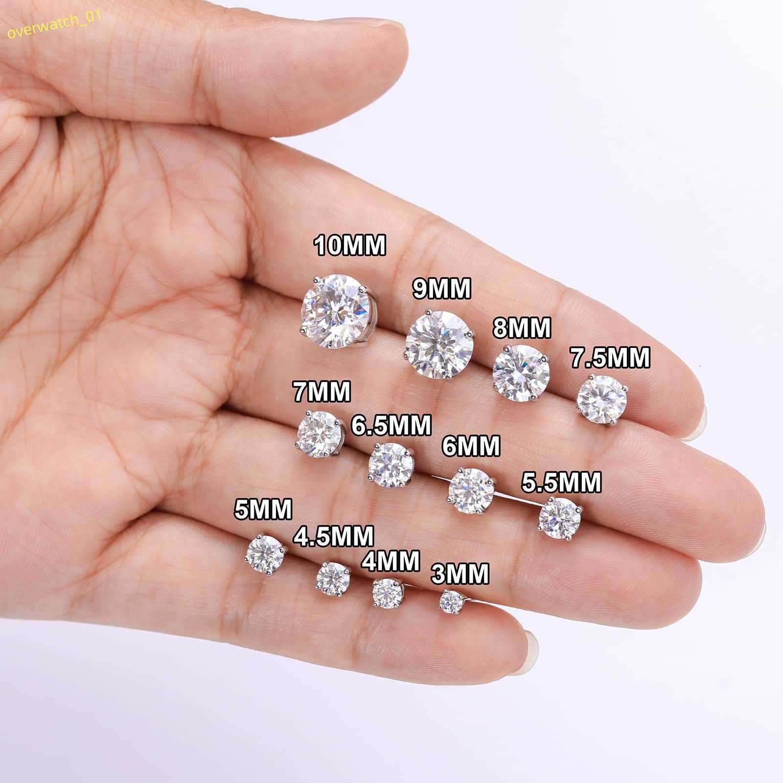 Moissanite 0.5CT 1CT 2CT 3CT Gold Plated Earring Jewelry 925 Sterling Silver GRA VVS Moissanite Diamond Ear Stud for Men Women
