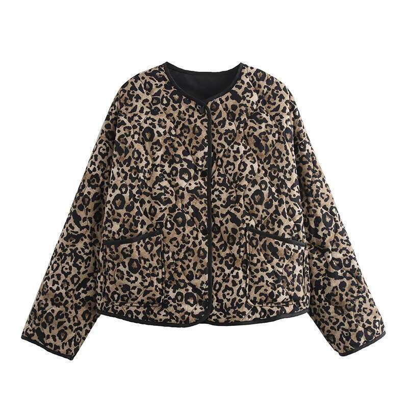 SIYANG Winter Coat Female Leopard Print Quilted Woman Vintage Long Sleeve Padded Jacket Short Coats Autumn Parkas Outerwe