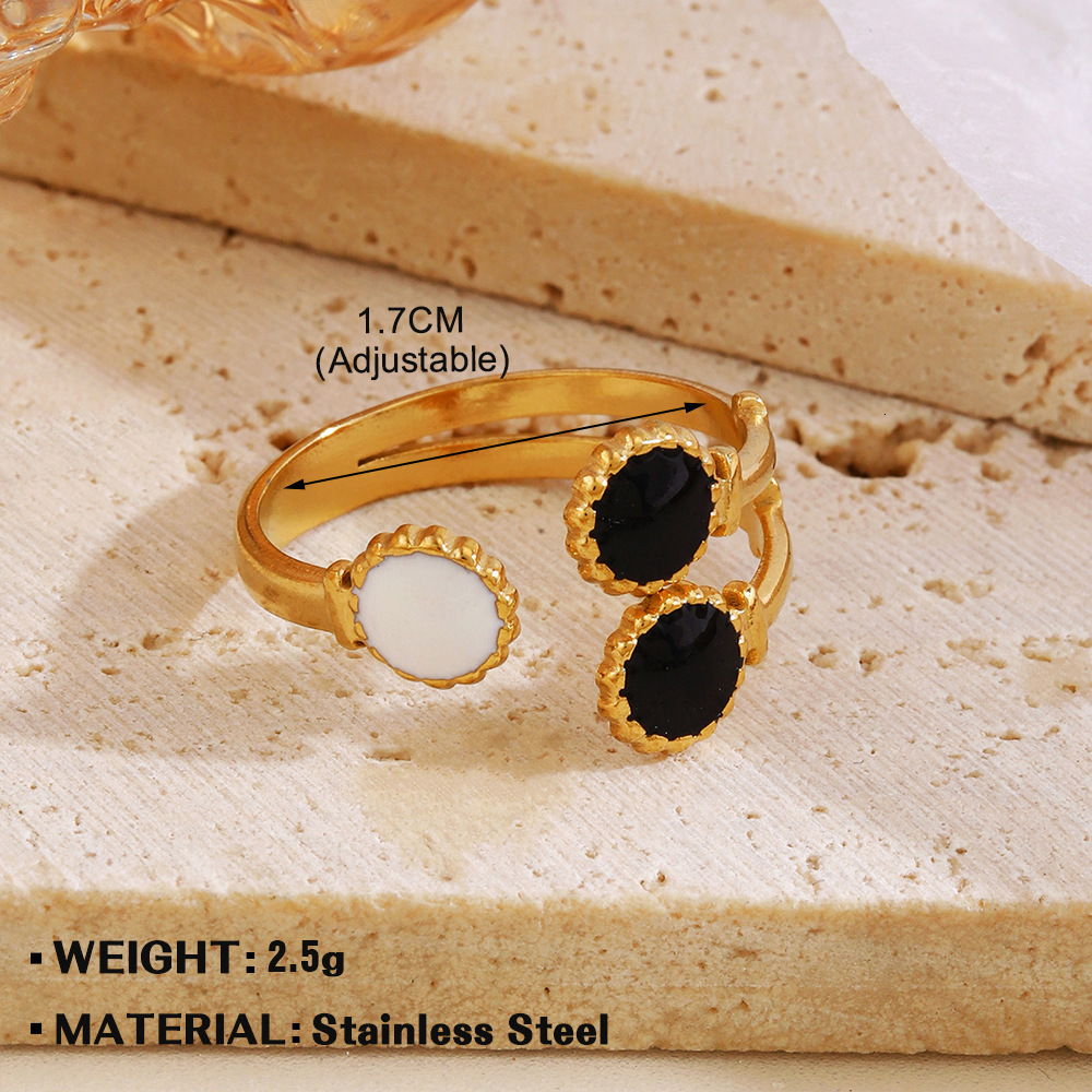 Fashionable and trendy stainless drip oil opening ring, personalized hip-hop genuine gold electroplated titanium steel ring for women
