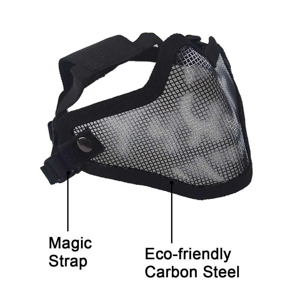 Airsoft Mask Half Lower Face Metal Steel Net Mesh Mask Cycling Tactical Hunting Protective CS Shooting Breathable Half Face MaskW250512