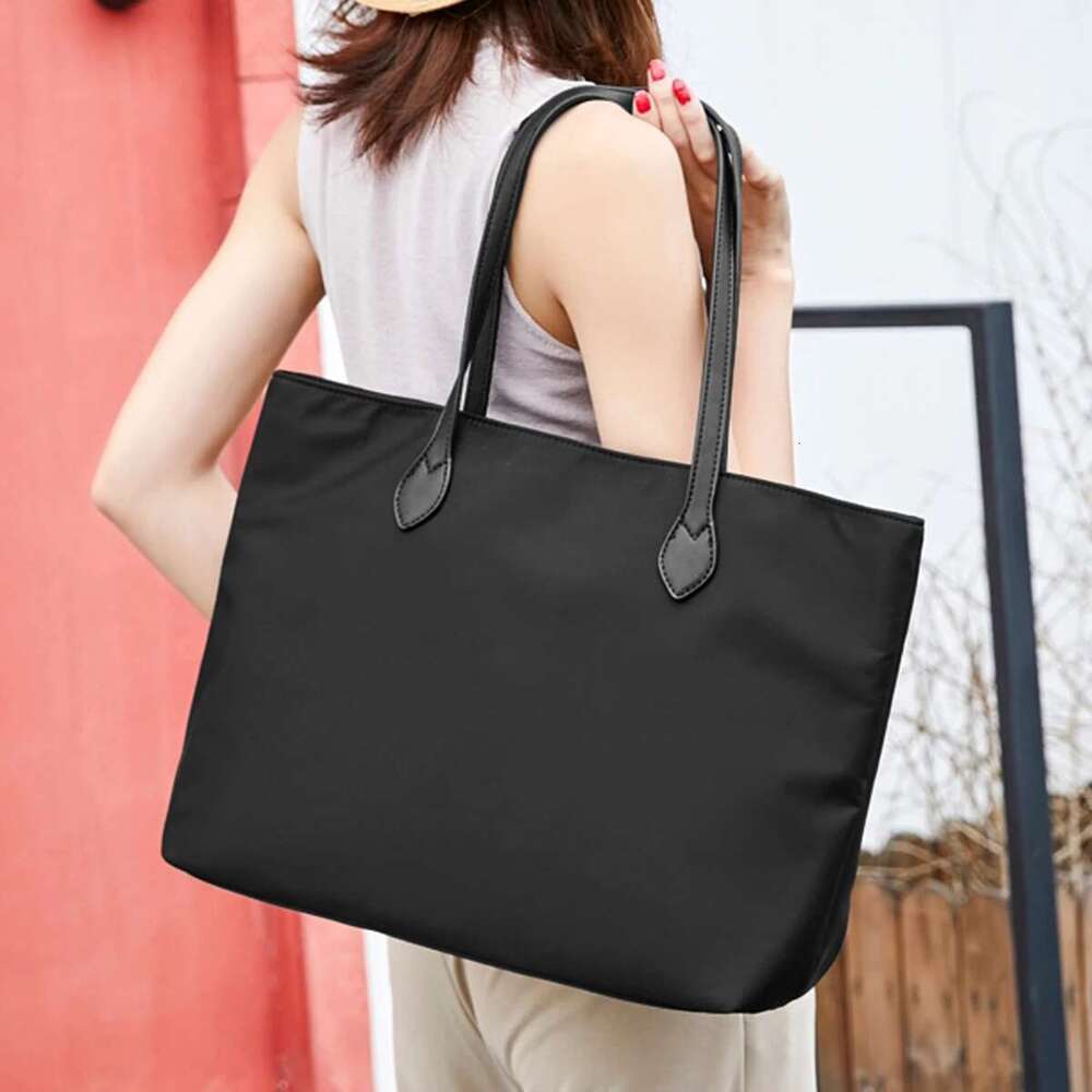 Large Capacity Nylon Tote Lightweight Laptop Shoulder Bag, Women's Casual Handbag & Satchel Purse For Work Office