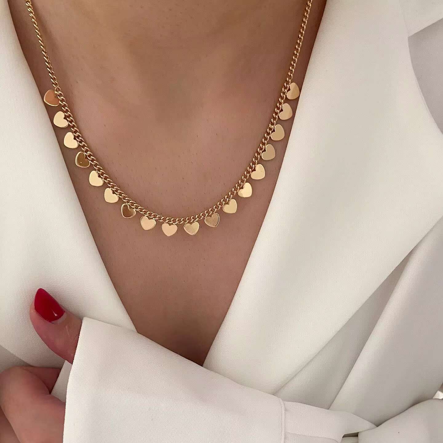 Fashion Stainless Steel Gold Charm Chain Boutique Accessories Women's Necklace
