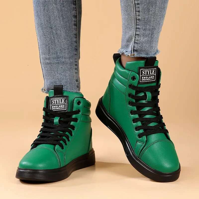 2025 Spring Fashion Red Men's High Top Skateboarding Shoes for Men Women Comfortable Unisex Leather Sneakers Size 35-46