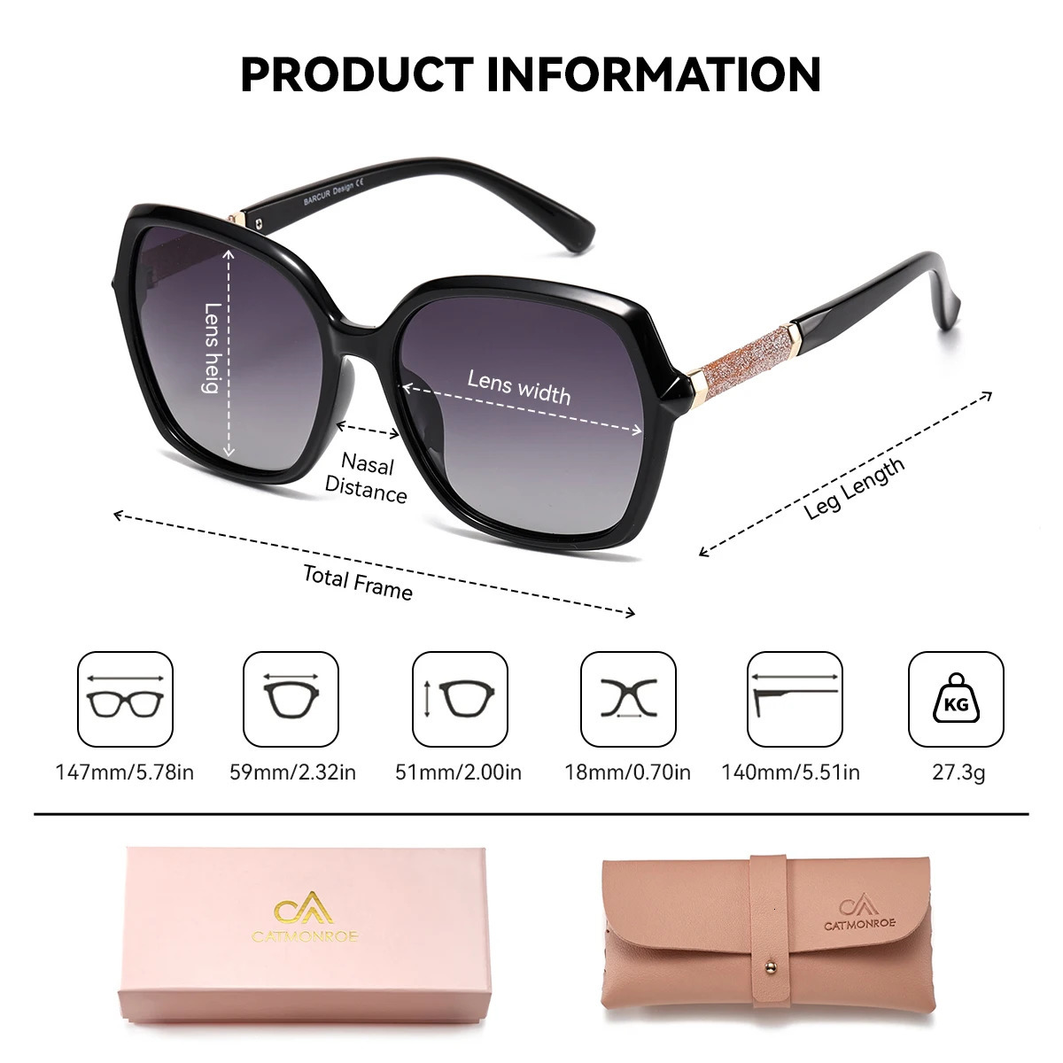 CATMONROE y Polarized Women Sunglasses Butterfly Frame Pink Gift Box Fashion UV400 Sun Glasses Apparel Accessories 250512