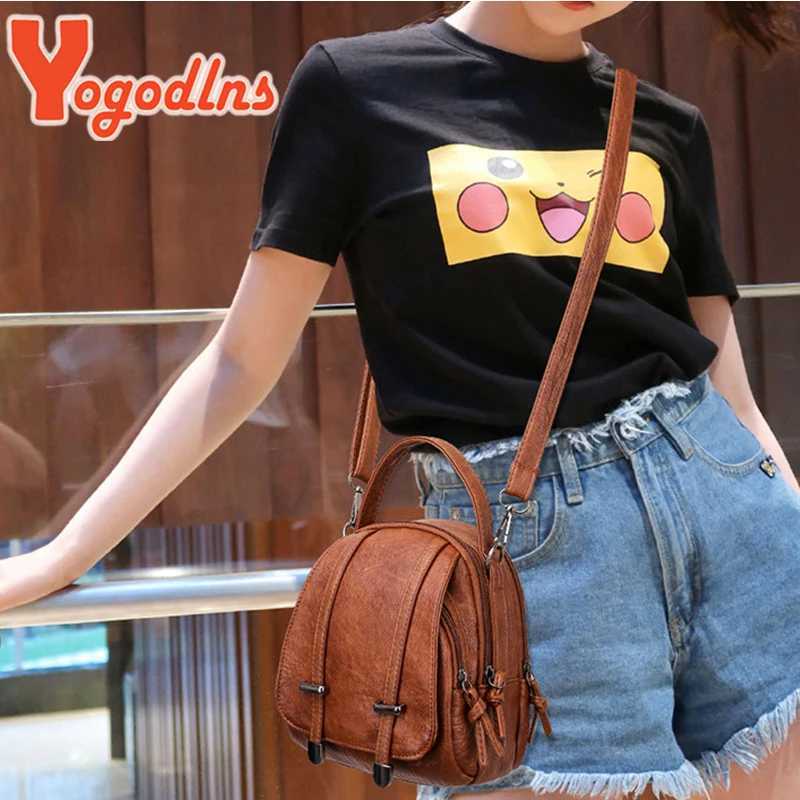 Yogodlns Vintage Small Shoulder Bag Women Soft PU Leather Crossbody Bag Multifunction Messenger Bag Casual Lady Handbag Bag Z250512