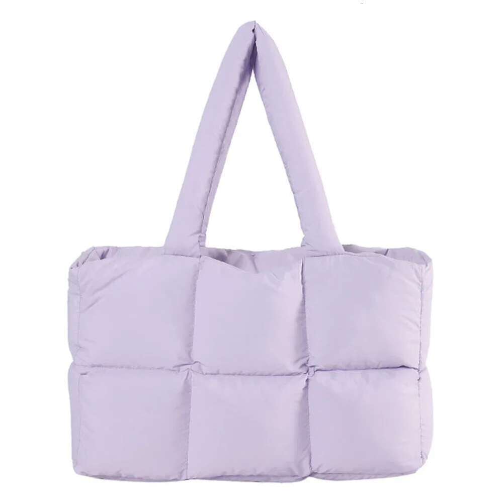 Women Padded Handbag Solid Color Quilted Single Shoulder Large Capacity Soft Cloud Tote Bag Trendy Commuting Bags