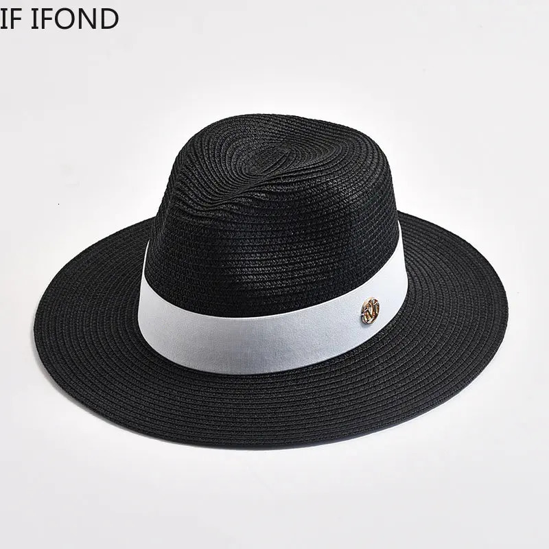 Summer Straw Hats for Women Men Panama Travel Beach Sun Hat Ribbon Decoration Elegant y Jazz 250512