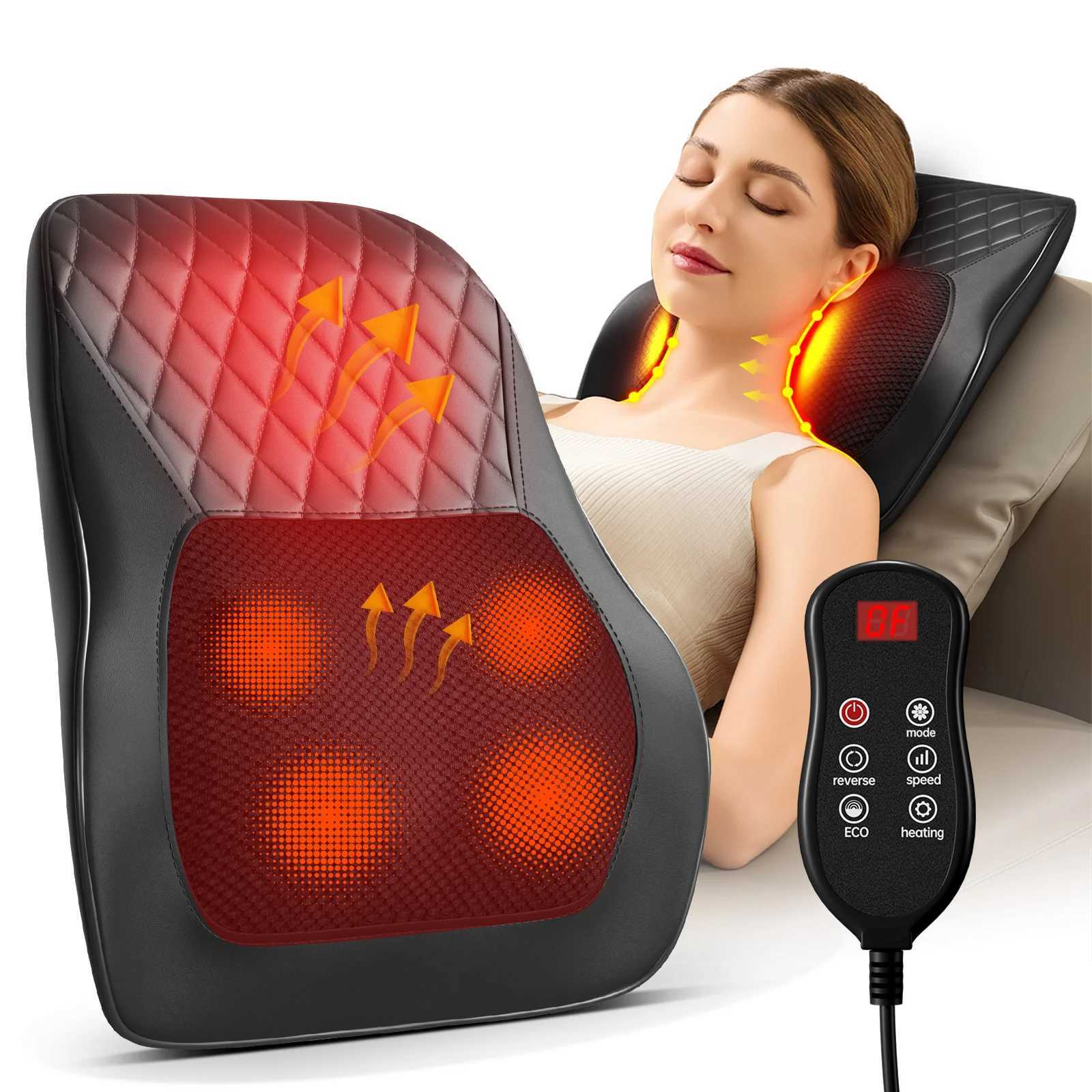 Back Massager Neck Massager with Heat 3D Kneading Massage Pillow for Relax Neck Back Shoulder Legs Gifts for Men Women Mom DadW250512