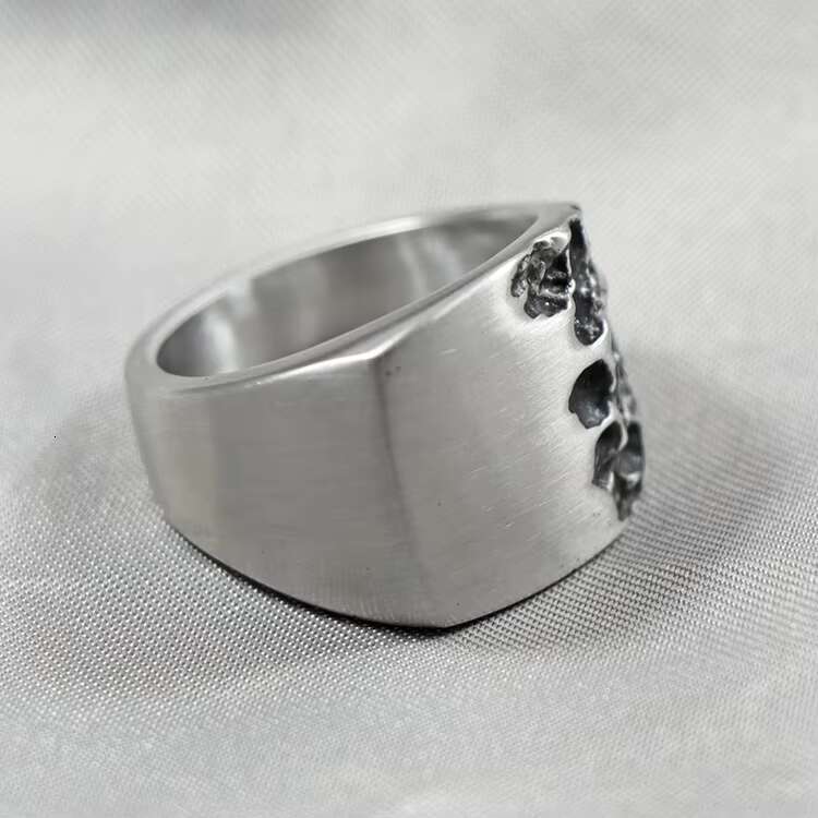 Vintage Stainless Steel Floral Signet Ring Gothic Style Jewelry for Men