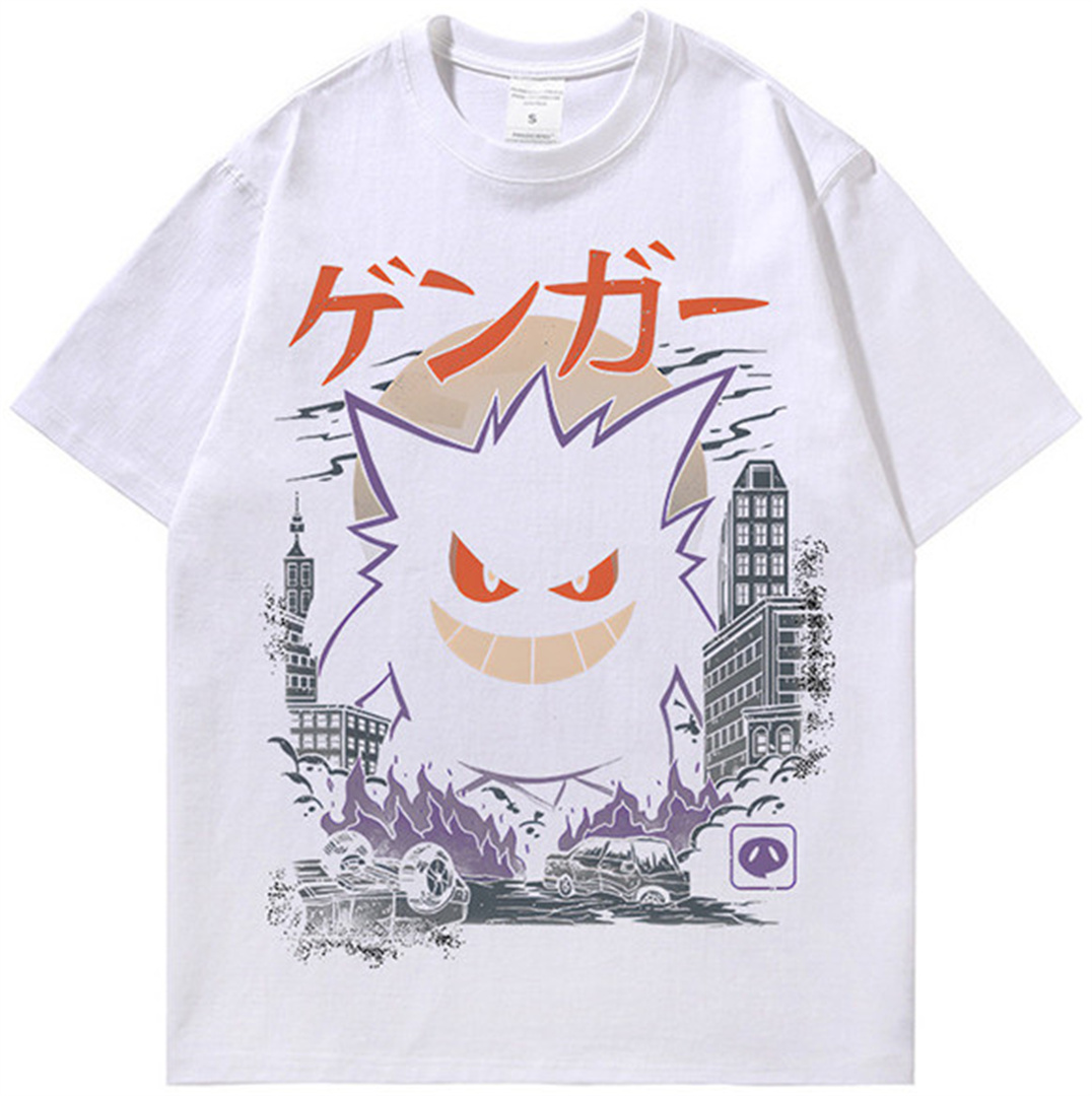 Unisex Mens Anime Print T-Shirt - Over-Sized Design with Vintage Style & Short Sleeve