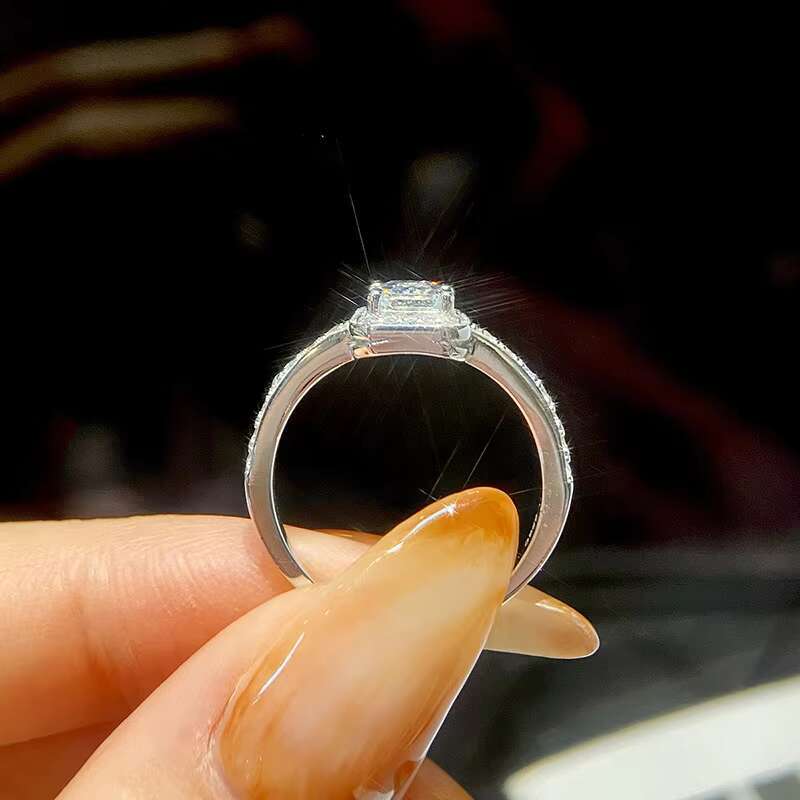 GRA Certificate Emeraude Cut 1 2ct Diamond Moissanite Rings 925 Sterling Silver for Women Wedding Engagement Jewelry Gifts