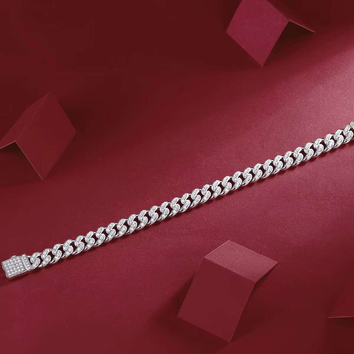 12763 925 Sterling Silver Jewelry Luxury 8mm Moissanite Bracelet Moissanite Cuban Bracelet Men Hip Hop Mens Moissanite Bracelet