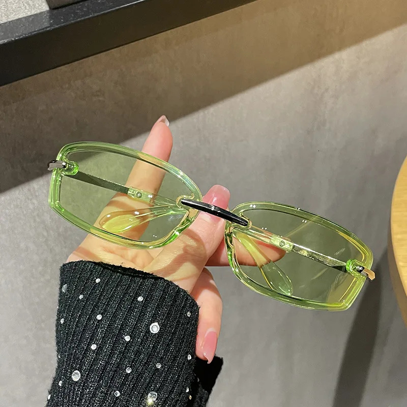 Rimless Y2K Style Sunglasses Rectangle Fashion Women Men Shades Square Sun Glasses for Female Male Oculos Metal Frame 250512