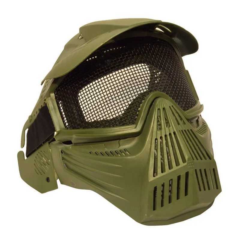 Men Face Cover Outdoor Tactical Hunting Airsoft Pro Full Face Mask with Safety Metal Mesh Goggles ProtectionW250512