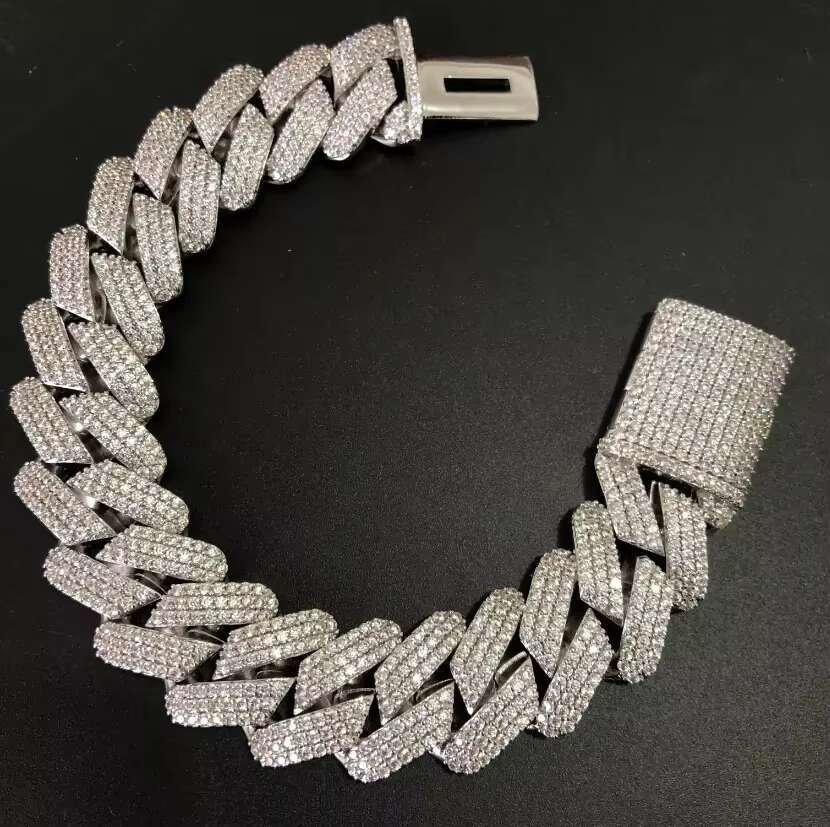 Hot Selling Hip Hop Jewelry 925 Silver Cuban Bracelet GRA VVS Third Party Certified Iced Out Moissanite Bracelet