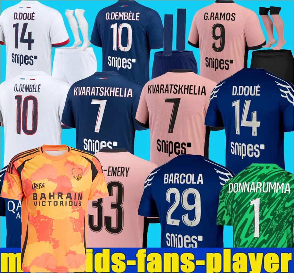 2024 2025 2026 maillot de foot Kvaratskhelia soccer jerseys 4th JOAO NEVES HAKIMI football shirt 24 25 26 BARCOLA Zaire-Emery O.Dembele PARIS Fourth PSGES orange