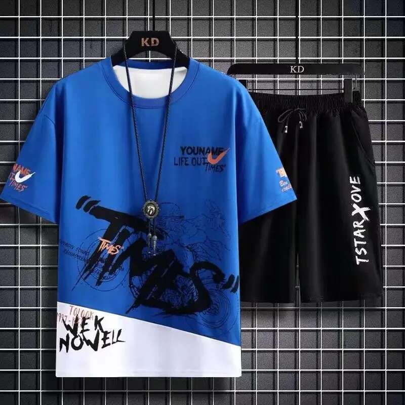 Men's Sets 2024 Summer Fashion Quick-Drying T Shirts Casual Ice Silk Shorts Set Men Sporty Two-Piece Outfit Basketball Tracksuit Designer