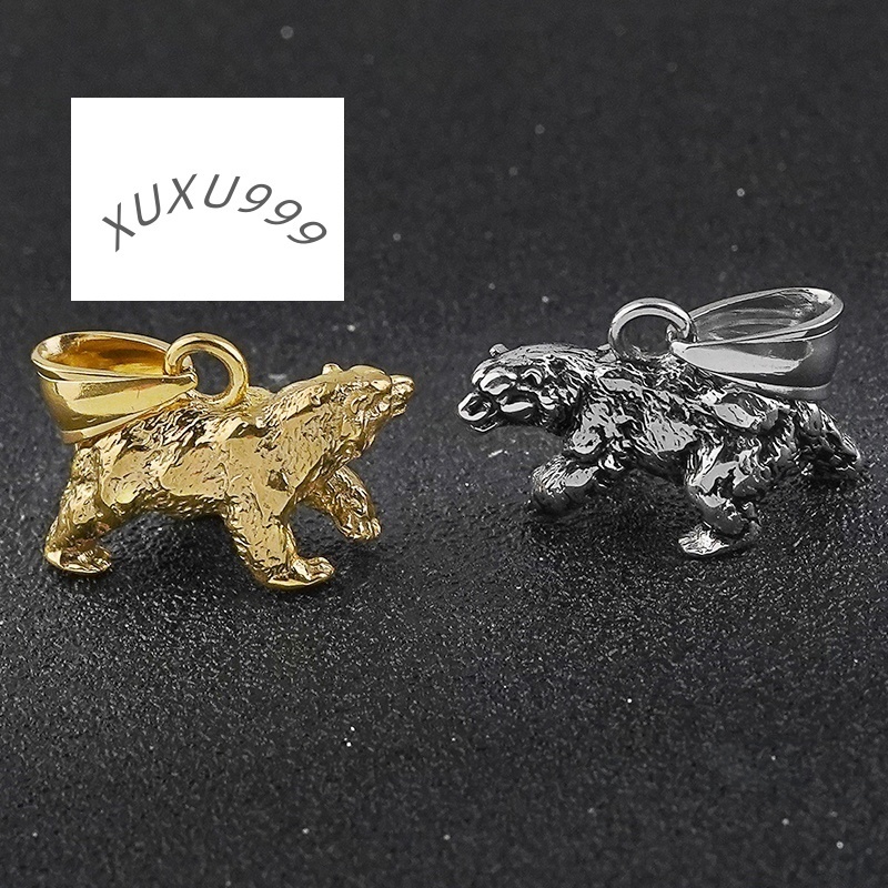 Hot Selling Classic Bear Animal Pendant Necklace Street Men Steel Necklace Wholesale Bear Necklace