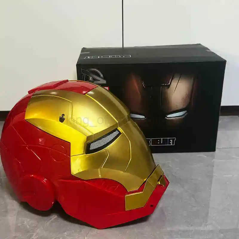 Disney Iron Man Helmet Mk5 Electric Voice Control Helmet 1/1 Cosplay Led Eyes Metal Mask Model Toy For Children Adults Gifts Christmas W250517