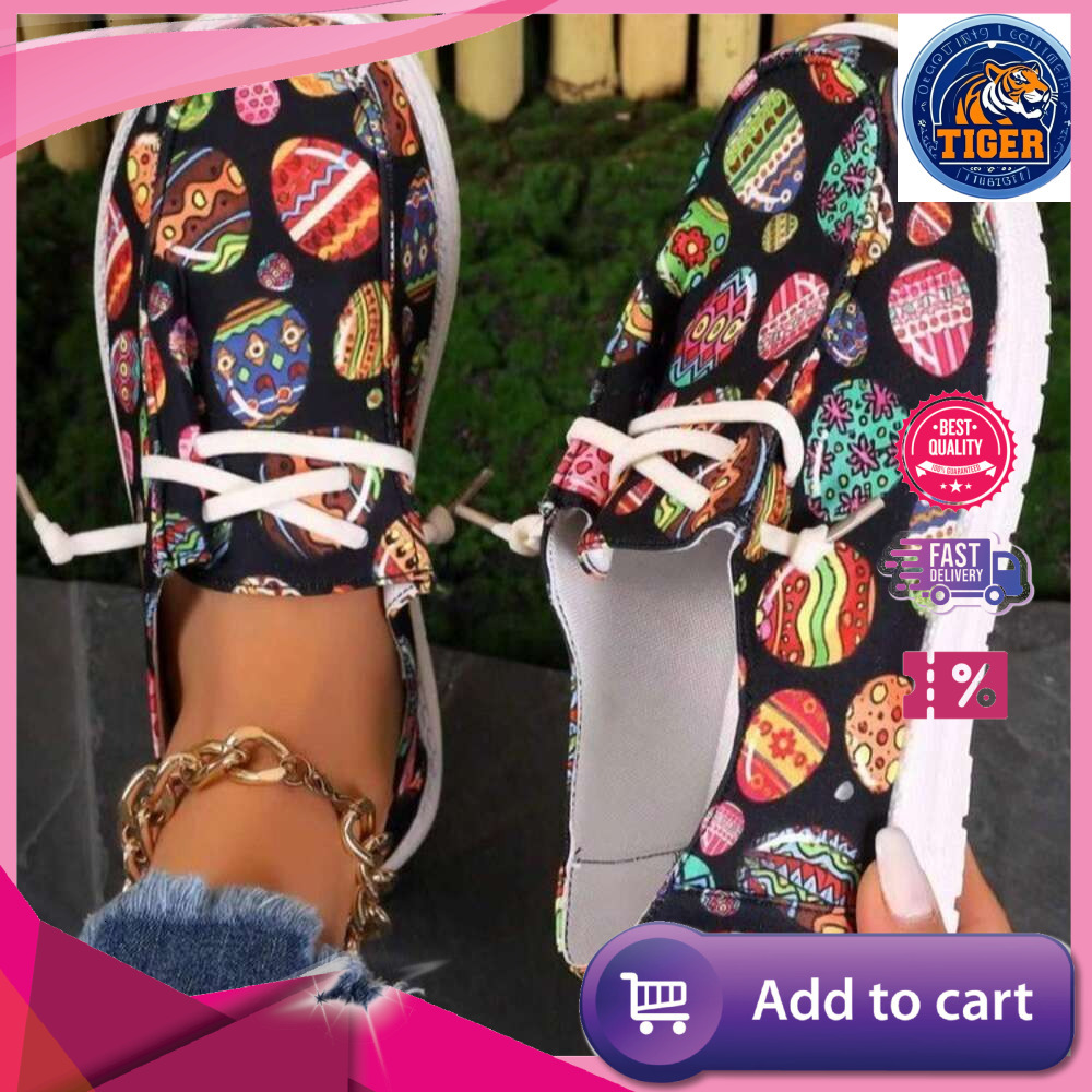 Ddmytiger Summer New SHEIN Large Size Women S Easter Egg Casual Flat Shoes Outdoor Shoes