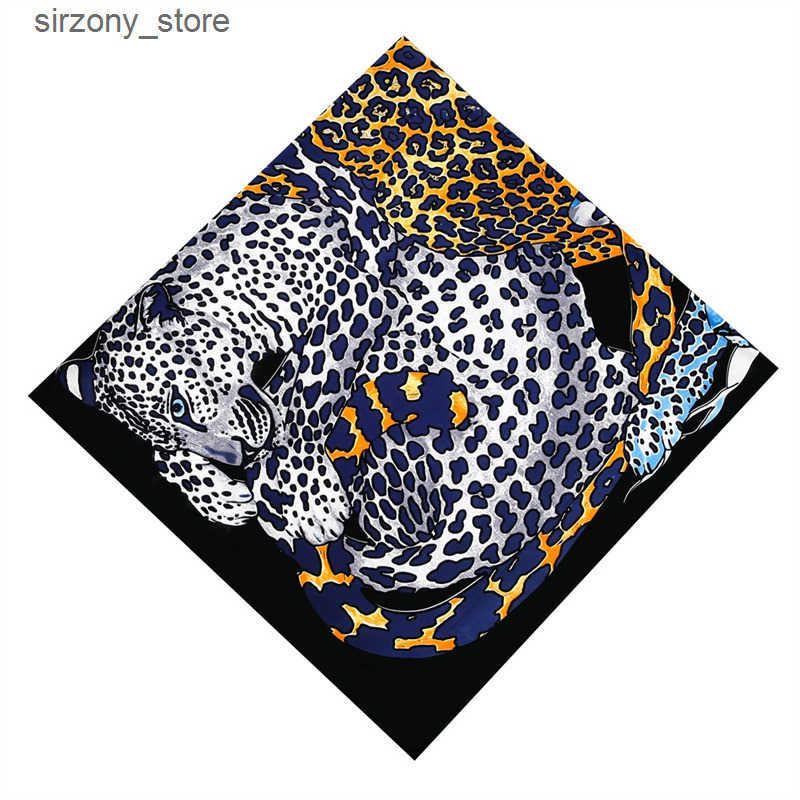 Twill Silk Scarf Women Cheetah Leopard Printing Square Scarves Fashion Versatile Wrap Female Foulard Large Hijab Beach Shawl Neckerchief 130CM*130CM z