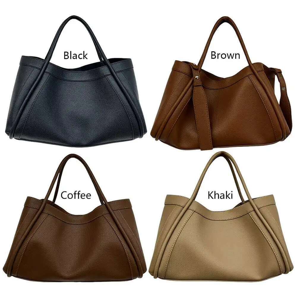 Leather Tote And Pouch Women Versatile Shoulder Handbag Casual Crossbody Clutch Commuting Bag