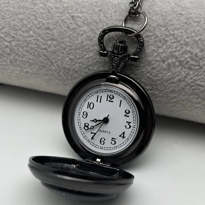 Vintage-Style Clever Crow Exquisite Pocket Watch - Quartz Movement Round Dial Unique Black Necklace Souvenir Gift For Children 250512