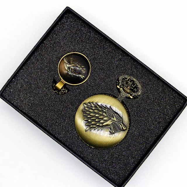 Retro Bronze Movie Pocket Watch Sets Men Women Watch Necklace Pendant Gift Sets 250512