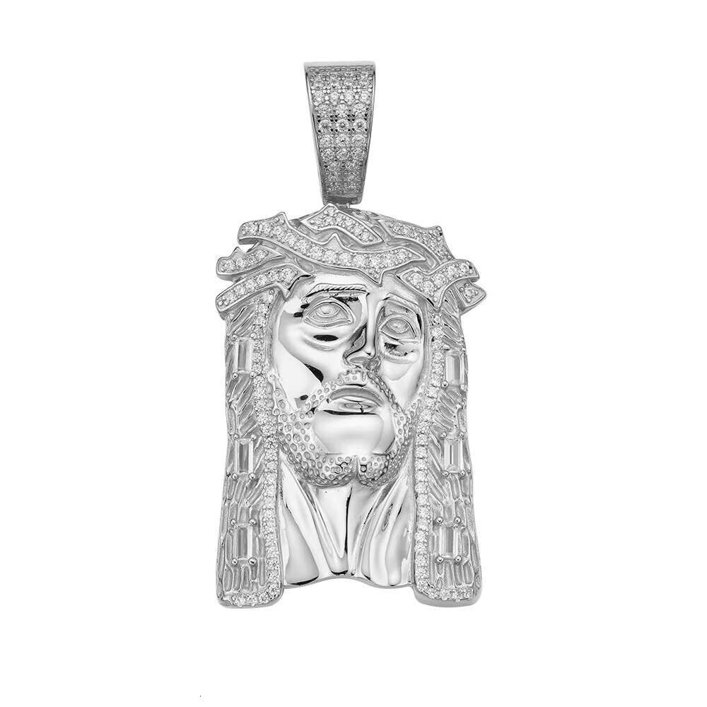 Custom Golden Supplier Electroplated Jesus Pendant Jewelry Mens Sterling Silver Gold Plated Crystal Jesus Pendant