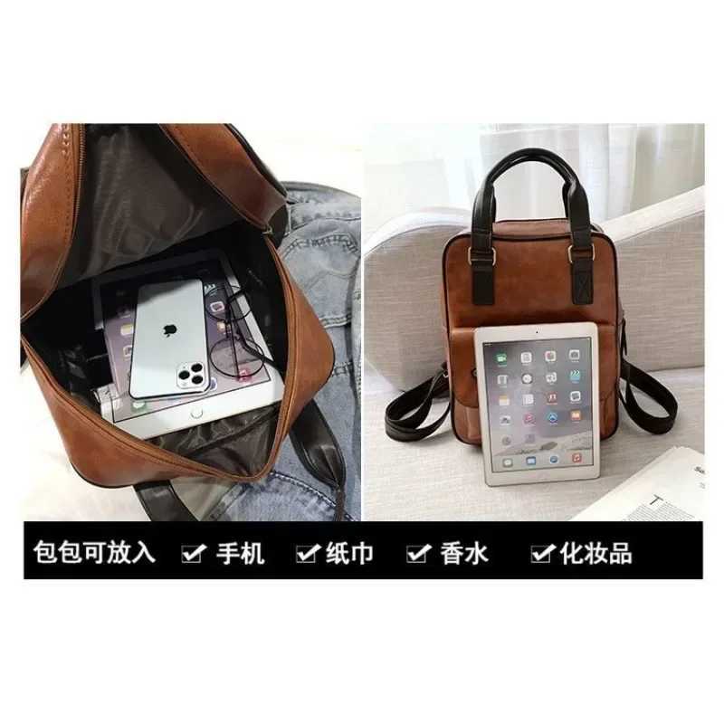 High Quality Pu Leather Womens Backpack Fashion New Designer Vintage New Ladies Travel Backpack Solid Color Women Shoulder Bags Z250512