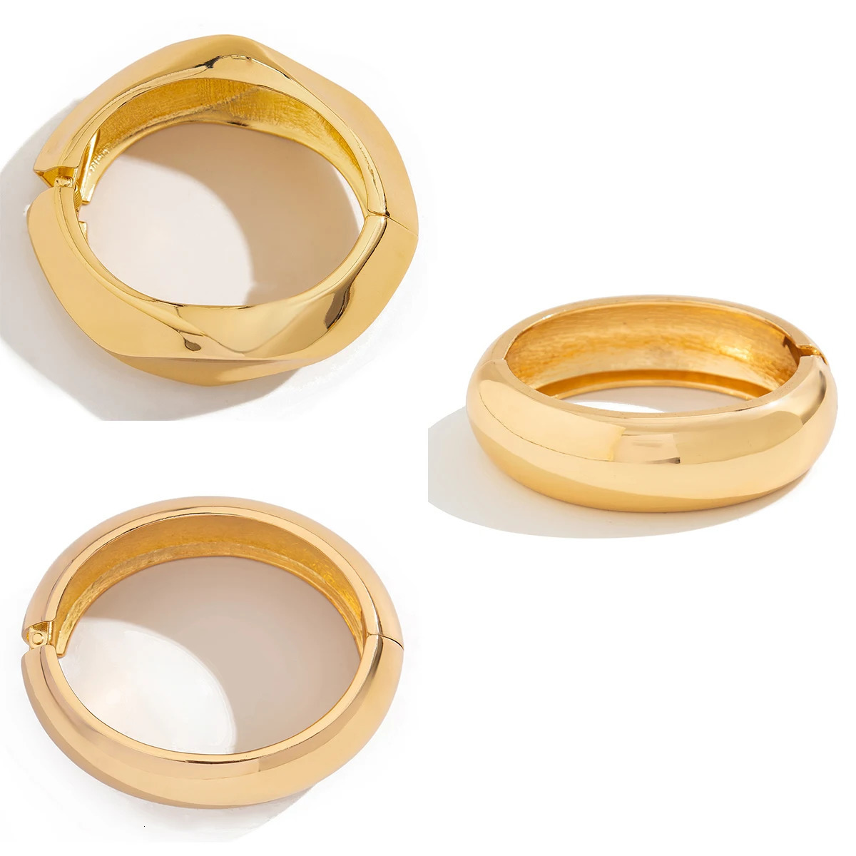 UK Exaggerated Punk Heavy Metal Spring Bangles for Women Vintage Gold Color Arm Bracelets Grunge Jewelry Steampunk Men 250512