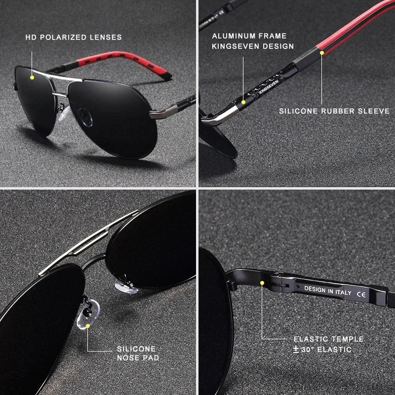 KINGSEVEN Fashion Mens Sunglasses High Quality Aluminum y Retro Functional Glasses Women Pilot Accessory Eyewear 250512
