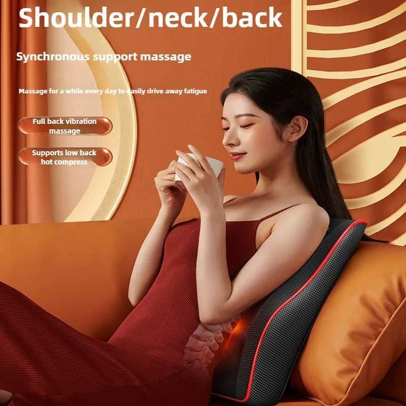 JAIYORL Massage Pillow Electric Airbag Cervical Massager Neck Waist Back Vibration Heating Shoulder Kneading With Remote ControlW250512