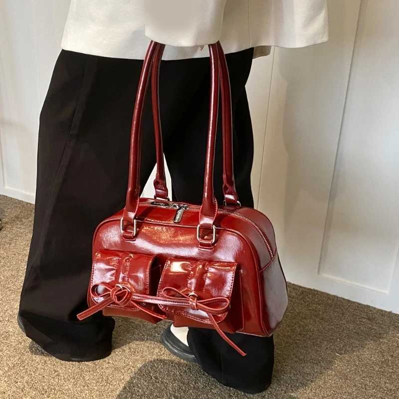 NEW Bowknot Shoulder Bags Korean Fashion Handbags Cute Bow Tie Design Underarm Bags for Girl Women Fashion Bags Leather HandbagXJ250512