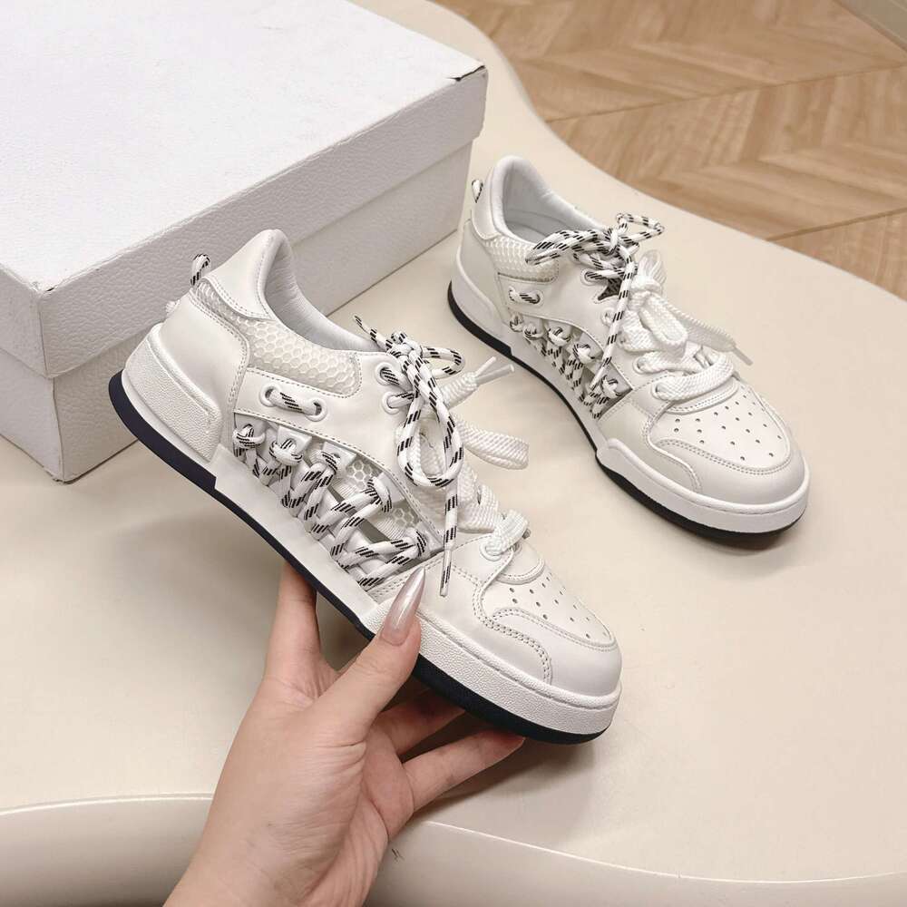 New Women Size35-44 Genuine Leather Couple Sneakers Hollow Sports Mixed Colors Flats Designer Shoes Zapatillas De Mujer