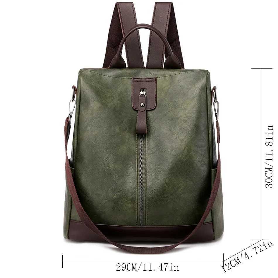 Multi-function Backpack Womens Soft PU Leather Backpack Large Capacity School Bags for s New Fashion Female Bagpack Mochila Z250512