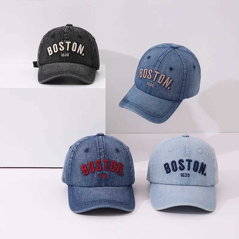Vintage Denim Children Baseball Cap Letter Embroidery Boys Girls Jeans Duck Tongue Caps Adjustable Outdoor Kids Snapback Sun Hat R250512