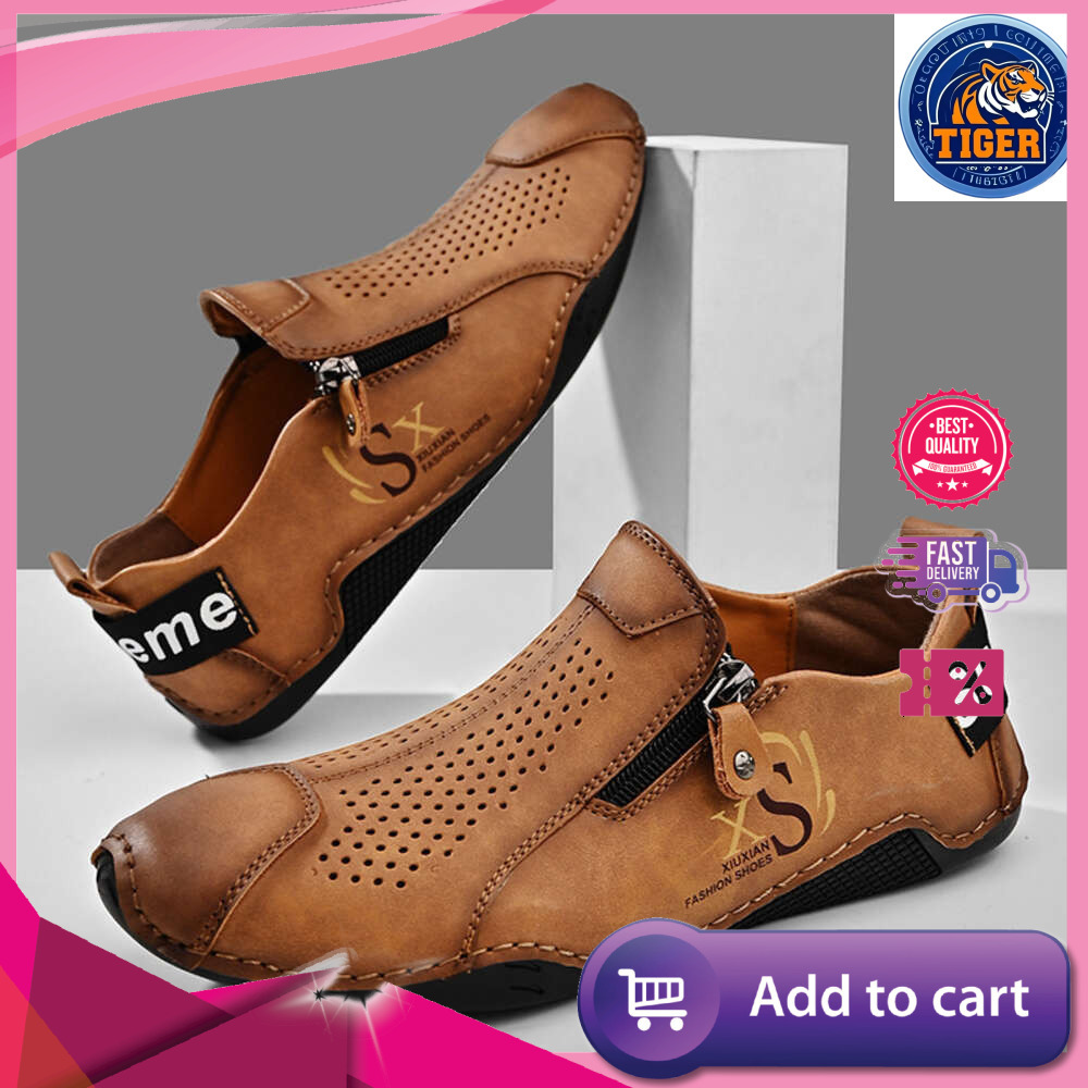 Ddmytiger Withdrawal And Italian Leakage Picking Of Real Leather For Men S Casual New Hollow Out Single Shoes Outdoor Shoes