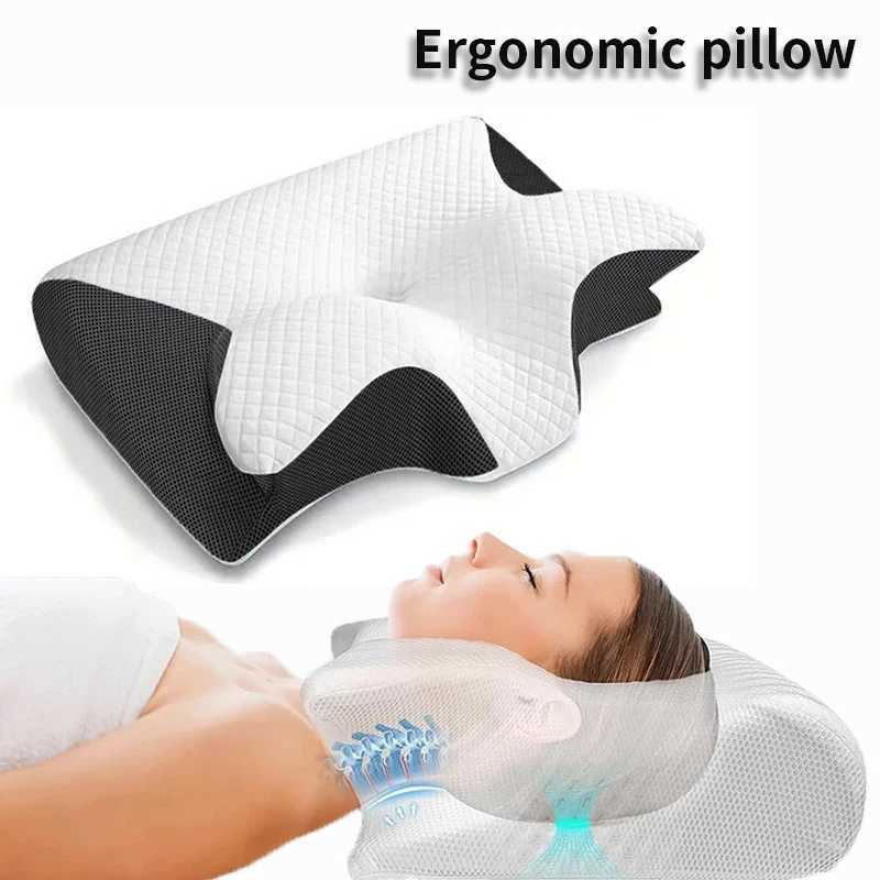 New 2 in 1 Ergonomic Memory Foam pillow Help SleepProtect The Neck Cervical Orthopedic Travel Neck Pillow For Sleeping For HomeW250512