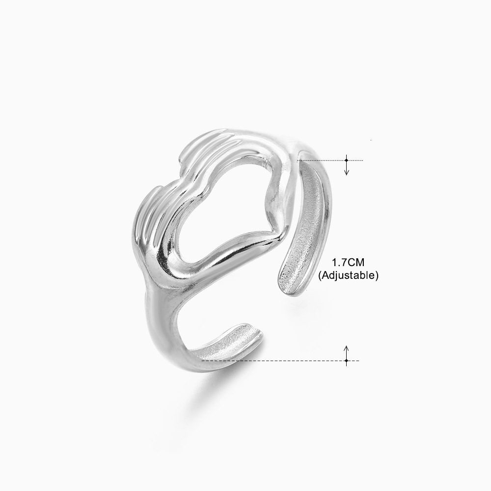 Fashionable stainless heart for women, popular and personalized, with adjustable titanium steel ring opening