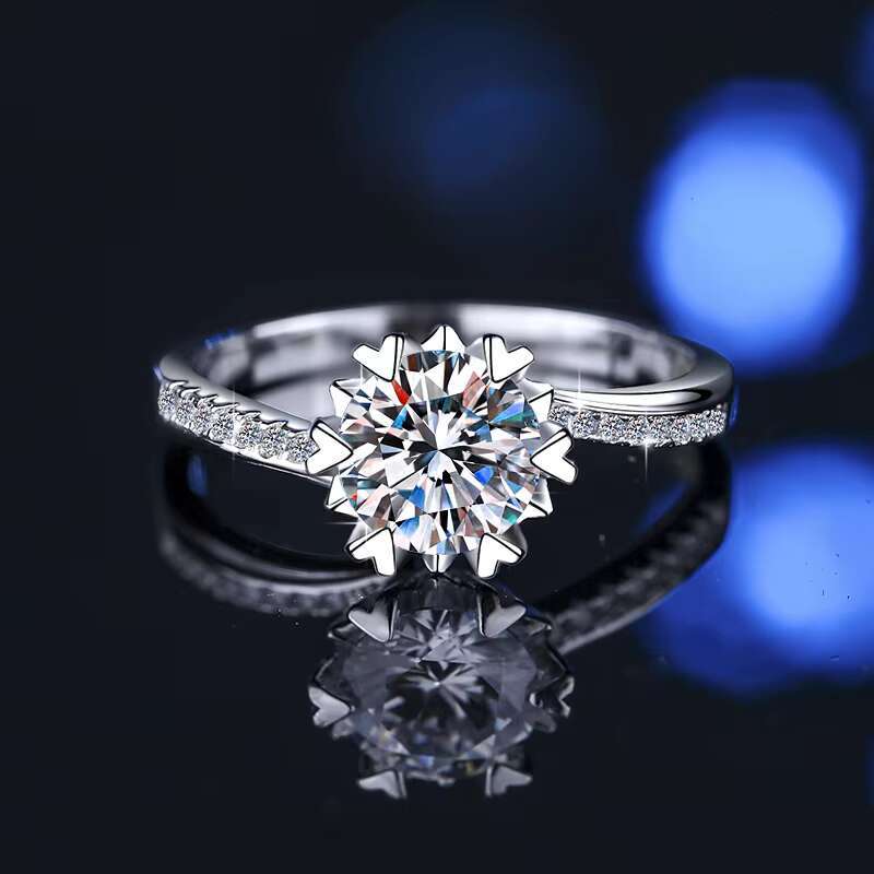 Fine Jewelry 1 2 Ct VVS1 Moissanite Diamond Ring Couples Wedding 925 Sterling Silver White Gold-plated Ring for Women Ladies