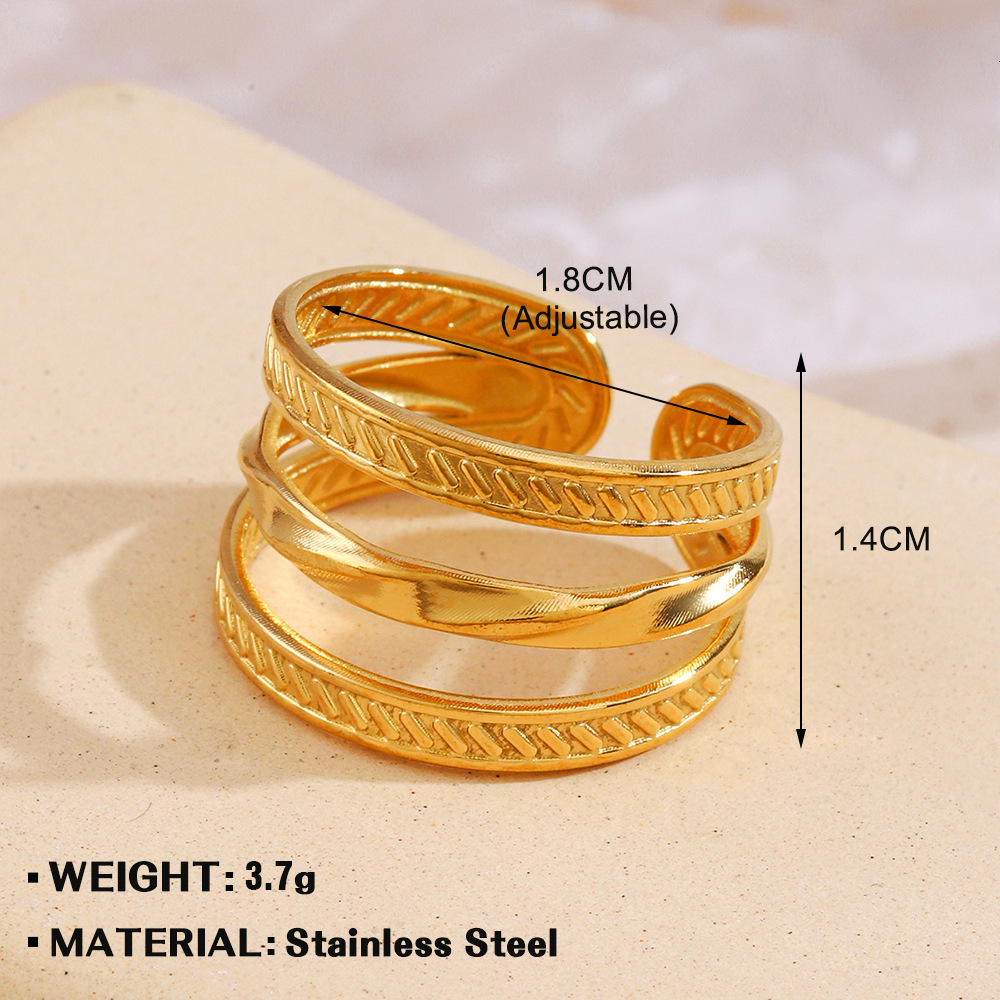 Popular Stainless Geometric for Women's Instagram Style Fashion Versatile Opening Adjustable Titanium Steel Ring